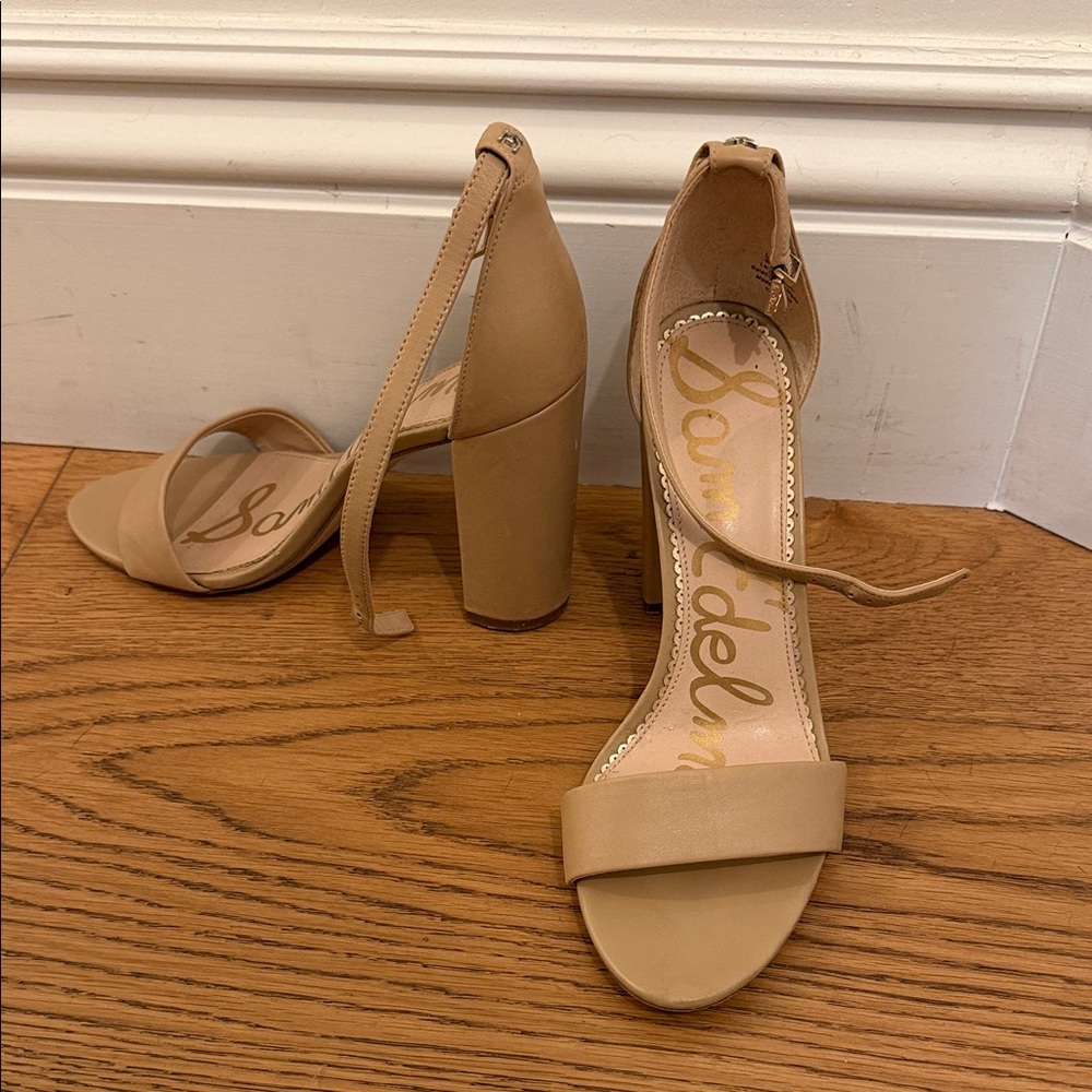 Sam Edelman Beige Ankle Strap Heels